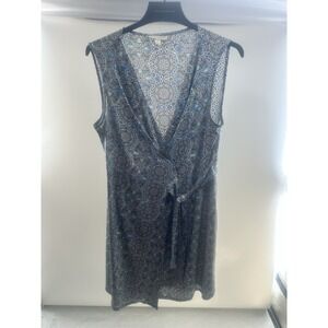 Dana Buchman‎ Women's Size L blue Summer Sleeveless Faux Wrap midi Dress